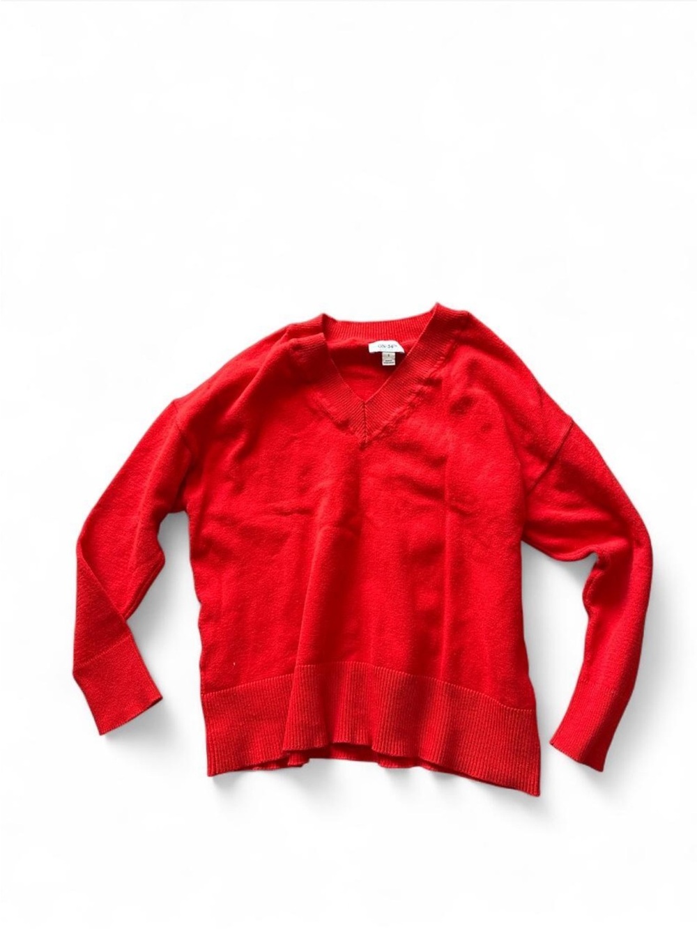 On 34th Red V-Neck Women's Sweater